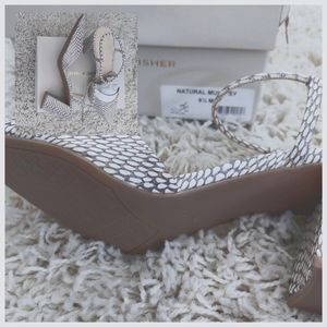 Marc Fisher Callo Sandal, Off-White/Taupe Snake Print, 9.5